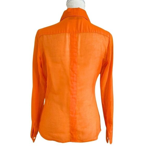 FRANCK OLIVIER PARIS ORANGE SHEER BUTTON DOWN SHIRT - 4 - Picture 3 of 8